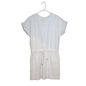 Lou & Grey Striped Cozy Cotton Terry Dress Size Medium Blue & White Stripe